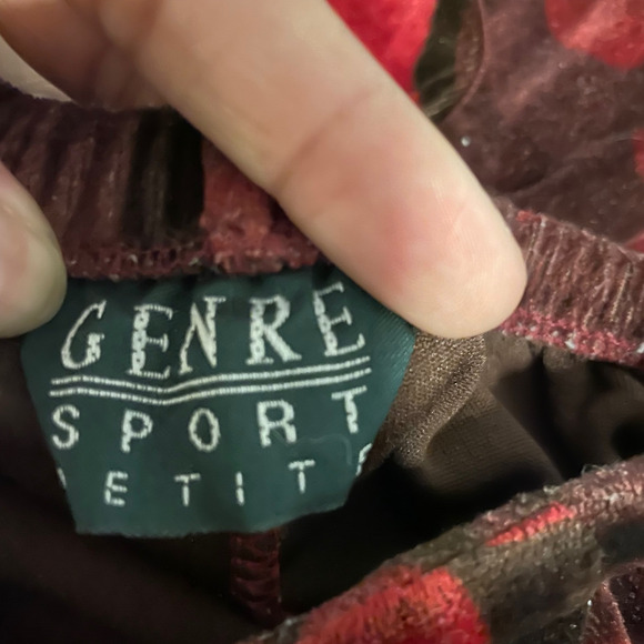 Vintage Womens Maxi Skirt Petite Small Red Floral Velvet Pull On Whimsigoth 90s - Picture 3 of 7